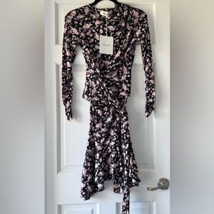 Diane Von Furstenberg Black and Pink Floral Dress